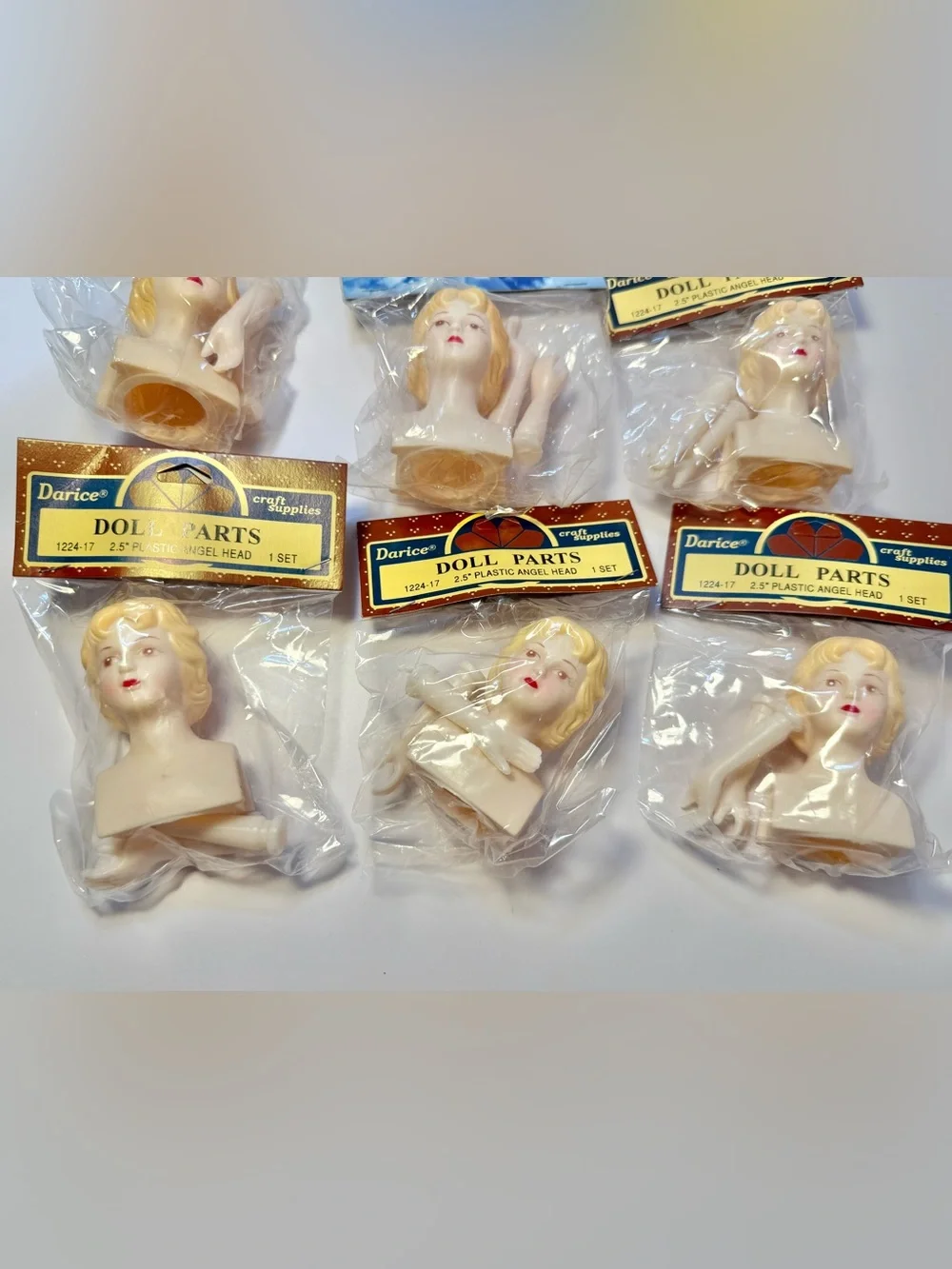 8 Darice Blonde Cream Angel Doll Heads with hands parts Craft 2.5” -1224-17 new